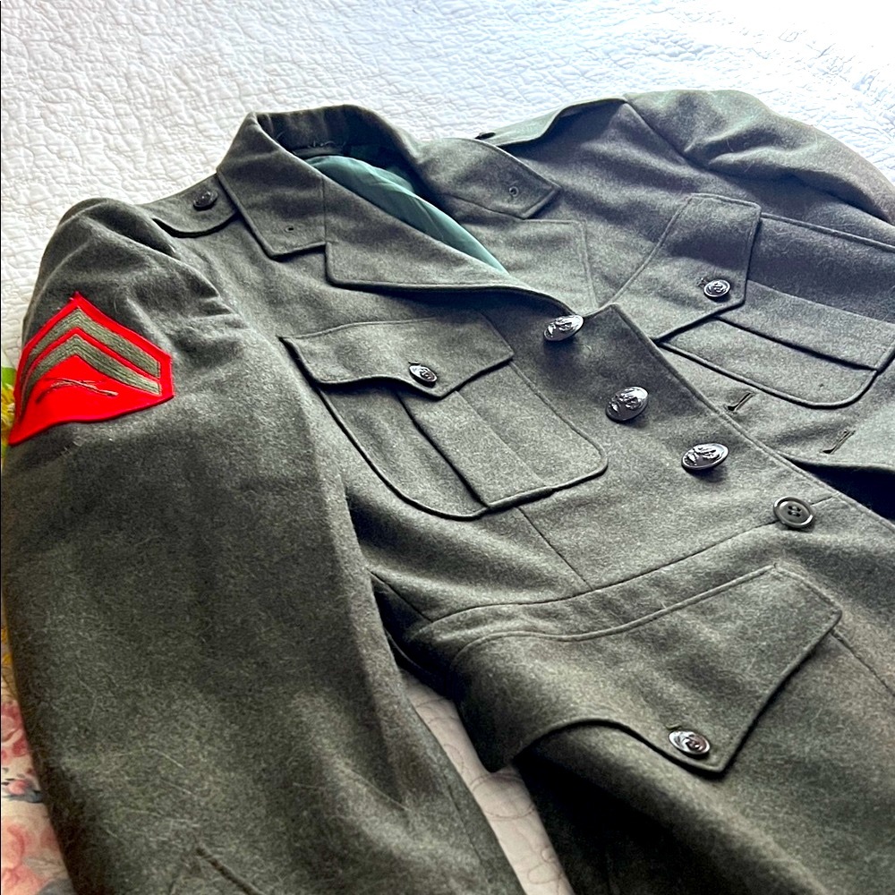U.S. Army Olive Utility Jacket with Red Details Wool Jacket